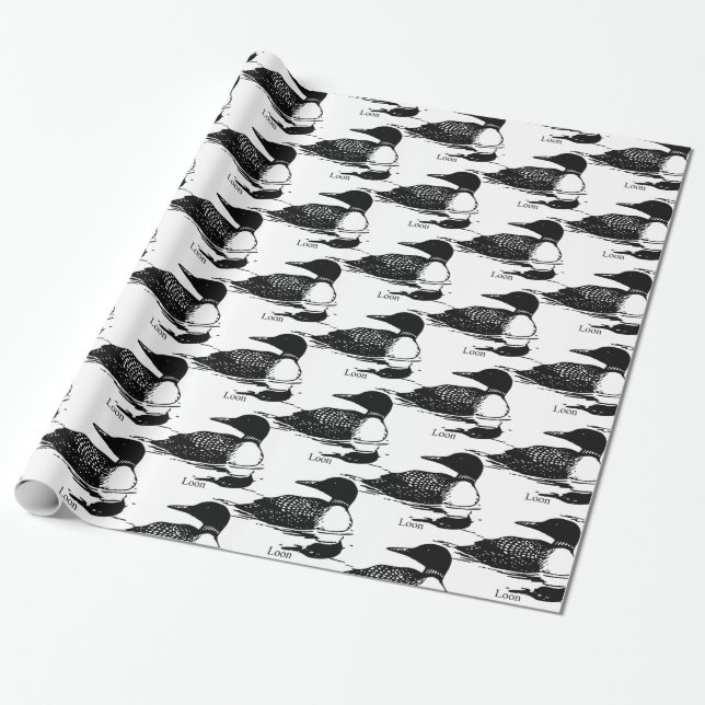 Loon Swimming Bird Art Thunder_Cove Wrapping Paper (Unrolled)