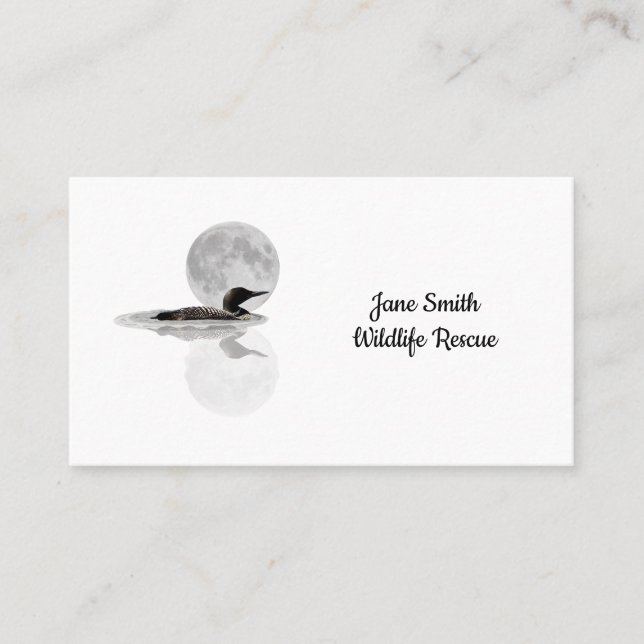 Loon Swims In The Moonlight Business Cards (Front)