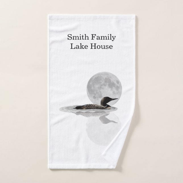 Loon Swims In The Moonlight Hand Towel (Hand Towel)