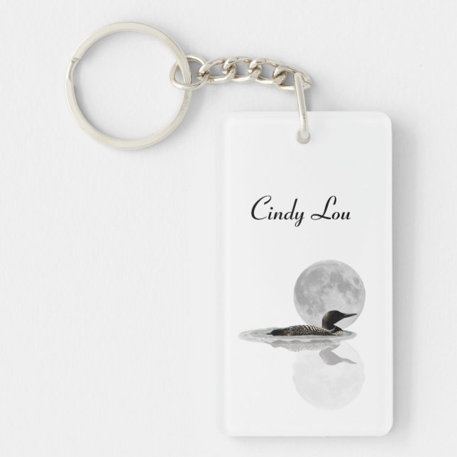 Loon Swims In The Moonlight Key Ring (Front)