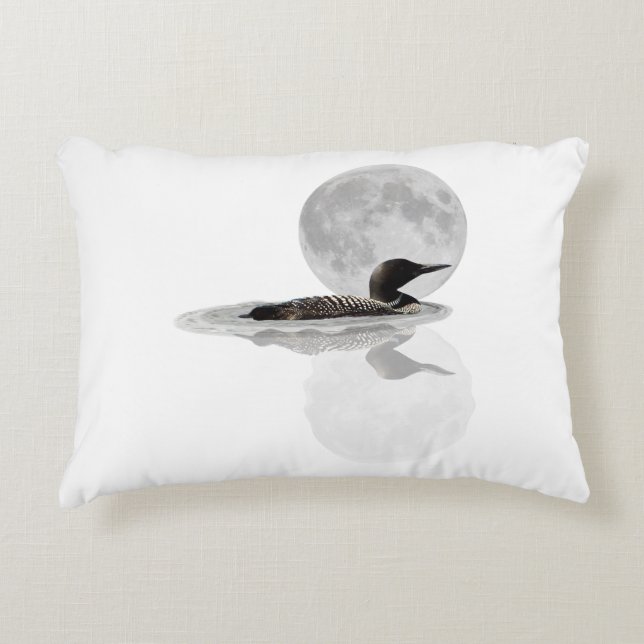 Loon Swims In The Moonlight Throw Pillow (Front)