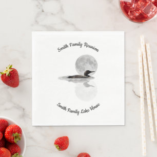 Loon Under Full Moon Paper Napkin