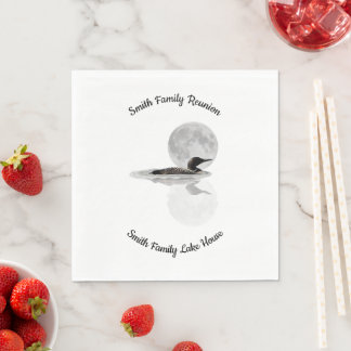 Loon Under Full Moon Paper Napkin