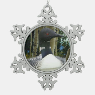 Loon Wilderness Snowflake Pewter Christmas Ornament