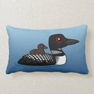Loon with chick lumbar cushion