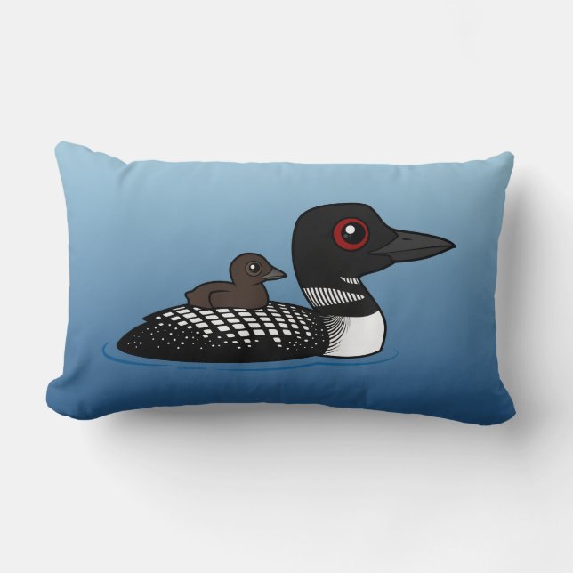 Loon with chick lumbar cushion (Front)