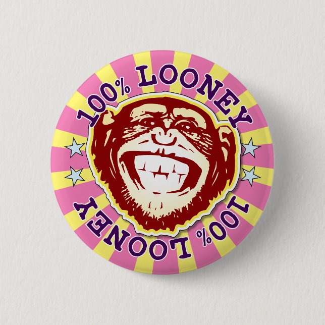 Looney 100% Funny Funky Monkey Badge (Front)
