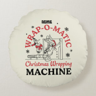 LOONEY TUNES™   ACME Wrap-O-Matic Wrapping Machine Round Cushion