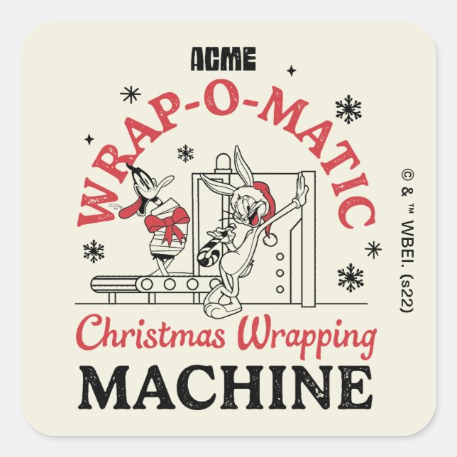 LOONEY TUNES™ | ACME Wrap-O-Matic Wrapping Machine Square Sticker (Front)