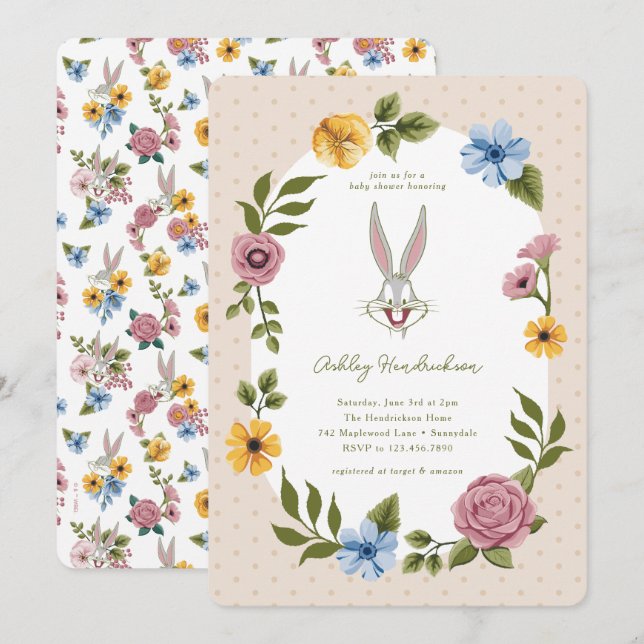 LOONEY TUNES™ | BUGS BUNNY™ Floral Baby Shower Invitation (Front/Back)