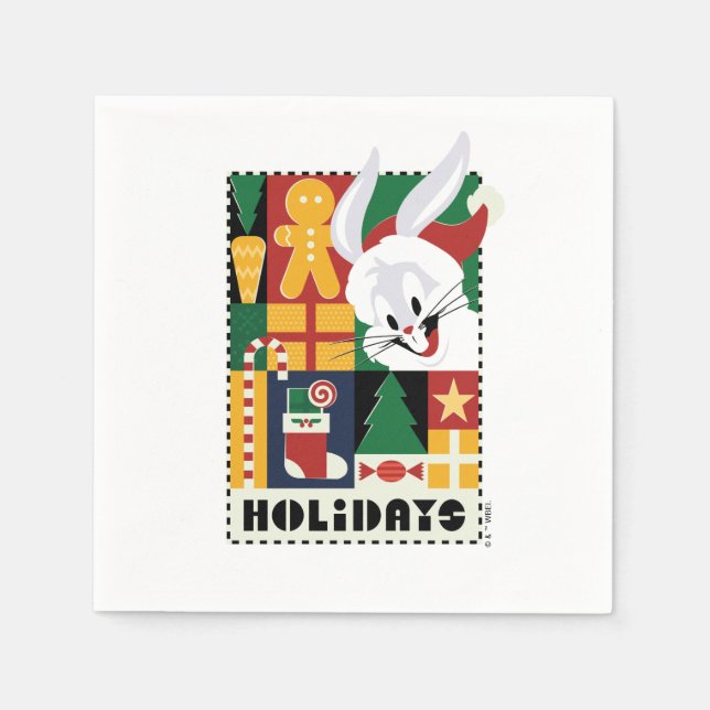 LOONEY TUNES™ BUGS BUNNY™ Holidays Badge Napkin (Front)