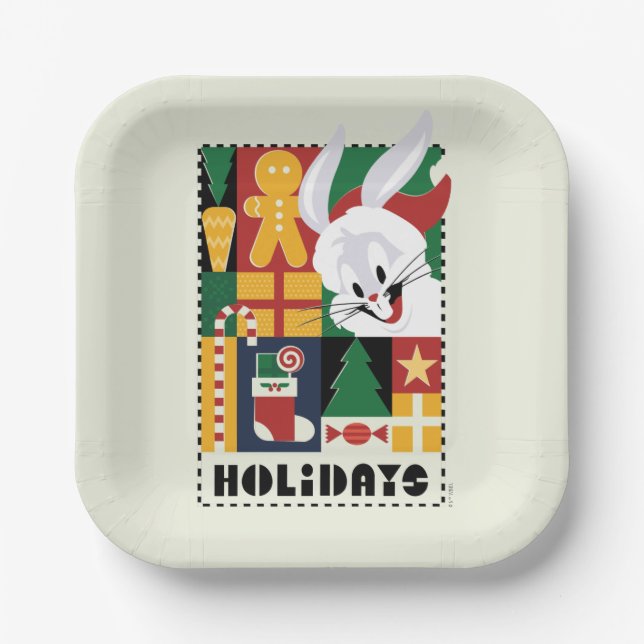 LOONEY TUNES™ BUGS BUNNY™ Holidays Badge Paper Plate (Front)