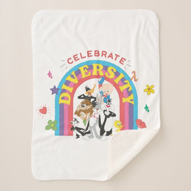 LOONEY TUNES™ - Celebrate Diversity Pride Rainbow Sherpa Blanket (Front)