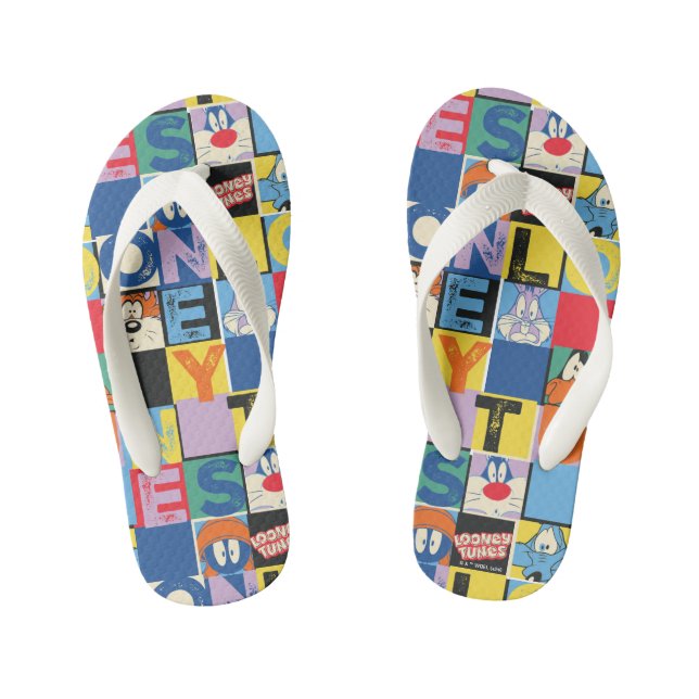 LOONEY TUNES™ Character Chequered Blocks Kid's Thongs (Footbed)