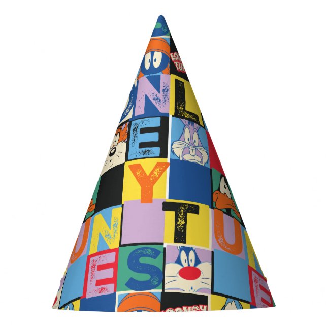 LOONEY TUNES™ Character Chequered Blocks Party Hat (Front)
