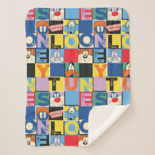 LOONEY TUNES™ Character Chequered Blocks Sherpa Blanket