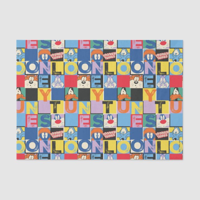 LOONEY TUNES™ Character Chequered Blocks Tissue Paper (Front)