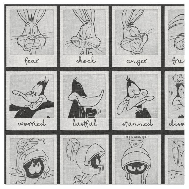 LOONEY TUNES™ Character Emotion Chart Fabric (Close Up)