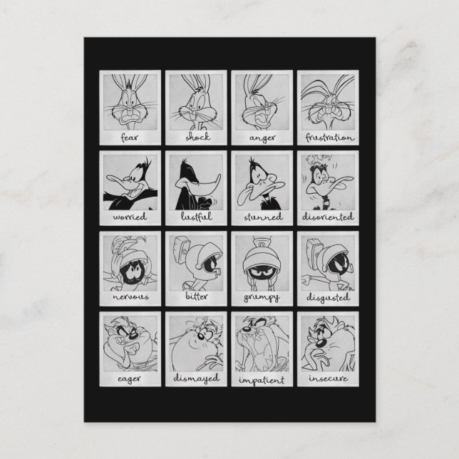 LOONEY TUNES™ Character Emotion Chart Postcard (Front)