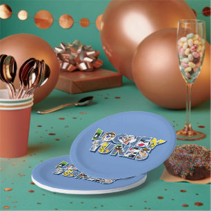 LOONEY TUNES™ Characters in Lettering Paper Plate