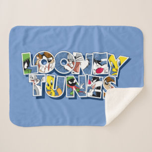 LOONEY TUNES™ Characters in Lettering Sherpa Blanket