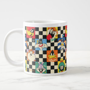 LOONEY TUNES™ Characters on Black & White Checker Large Coffee Mug
