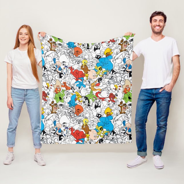 LOONEY TUNES™ Colour Pop Pattern Fleece Blanket (In Situ)