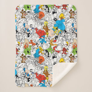 LOONEY TUNES™ Colour Pop Pattern Sherpa Blanket