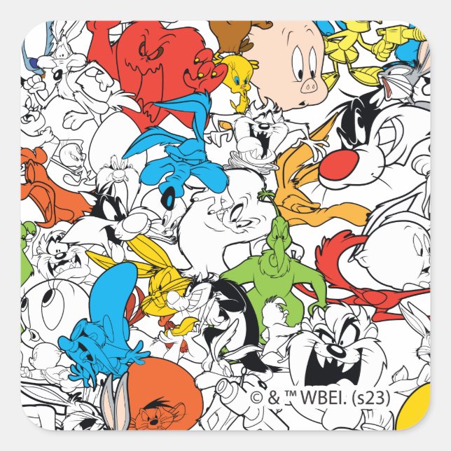 LOONEY TUNES™ Colour Pop Pattern Square Sticker (Front)