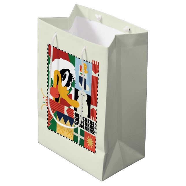 LOONEY TUNES™ DAFFY DUCK™ Holiday Quackers Medium Gift Bag (Front Angled)