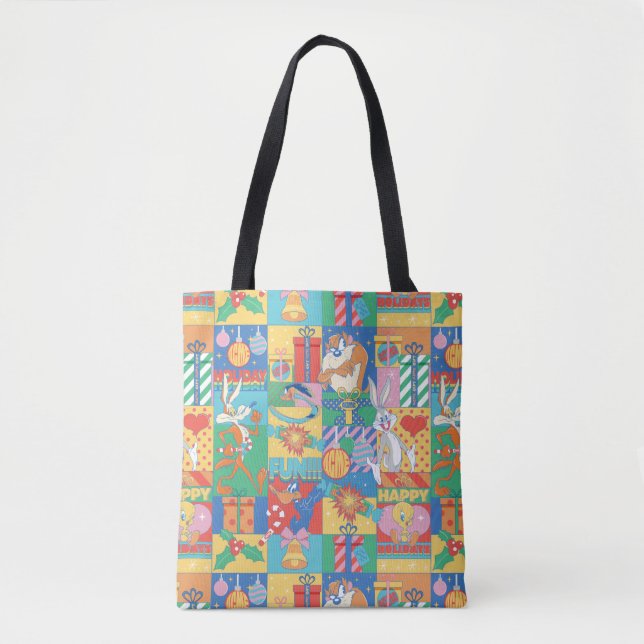 LOONEY TUNES™ | Happy Holidays Christmas Pattern Tote Bag (Front)