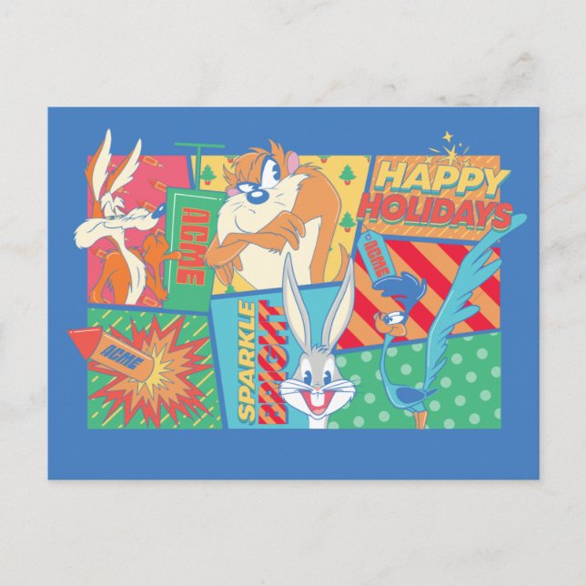 LOONEY TUNES™ | Happy Holidays Pattern Postcard (Front)