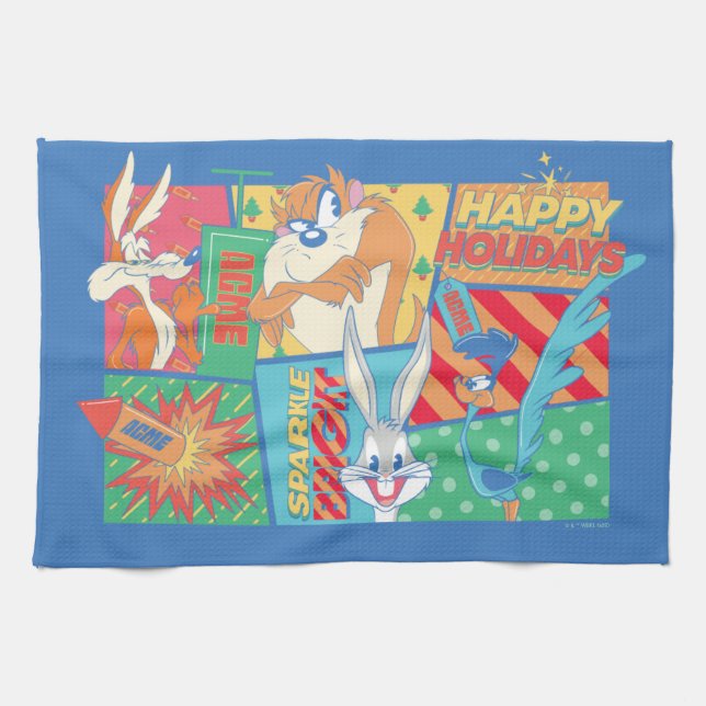 LOONEY TUNES™ | Happy Holidays Pattern Tea Towel (Horizontal)