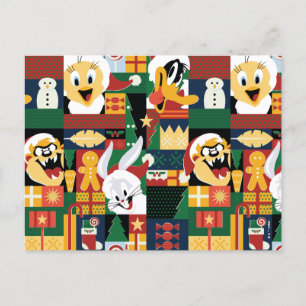 LOONEY TUNES™Holiday Block Pattern Holiday Postcard