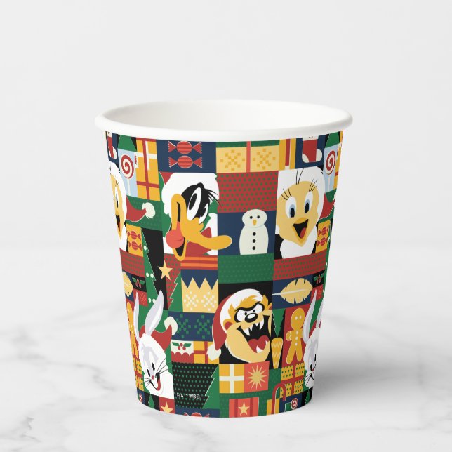 LOONEY TUNES™Holiday Block Pattern Paper Cups (Front)