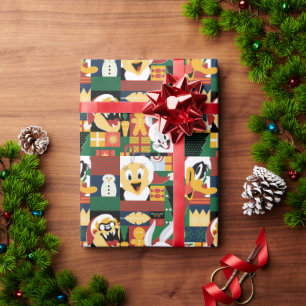 LOONEY TUNES™Holiday Block Pattern Wrapping Paper