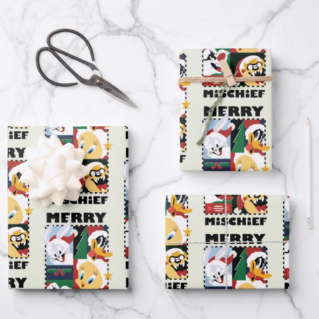 LOONEY TUNES™ Holiday Merry Mischief Wrapping Paper Sheet (Front)