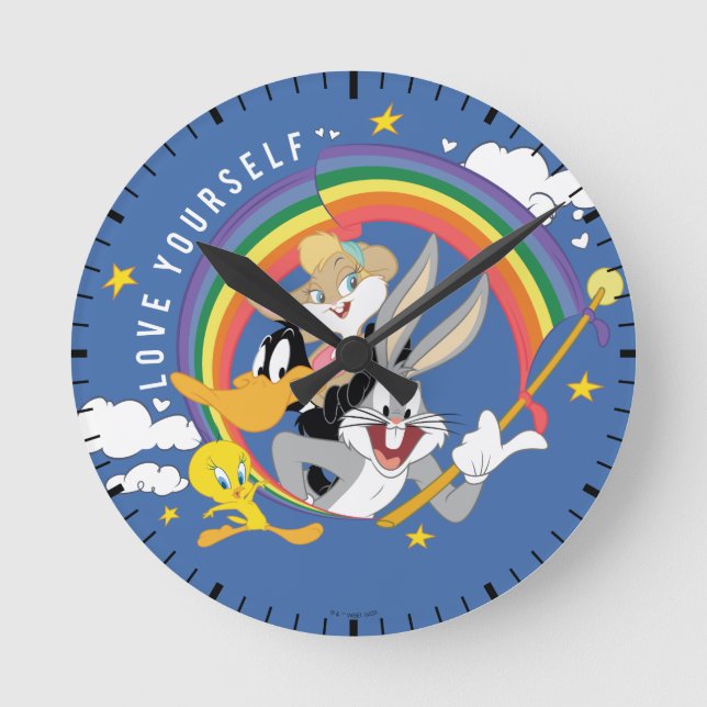 LOONEY TUNES™ - Love Yourself Pride Badge Round Clock (Front)