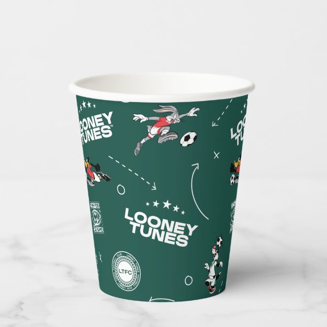 LOONEY TUNES™ Soccer Playbook Pattern Paper Cups (Front)