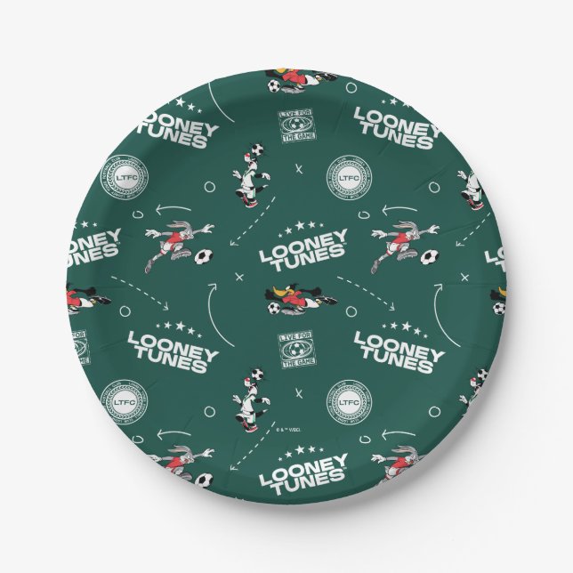 LOONEY TUNES™ Soccer Playbook Pattern Paper Plate (Front)