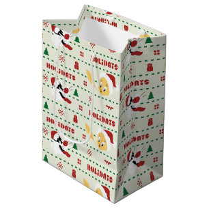 LOONEY TUNES™ SYLVESTER™ & TWEETY™ Holiday Pattern Medium Gift Bag