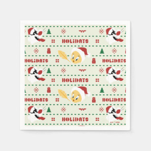 LOONEY TUNES™ SYLVESTER™ & TWEETY™ Holiday Pattern Napkin
