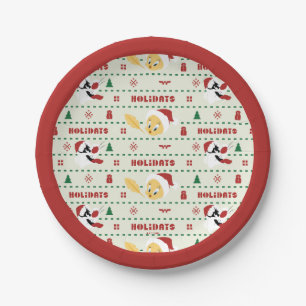 LOONEY TUNES™ SYLVESTER™ & TWEETY™ Holiday Pattern Paper Plate