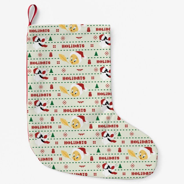 LOONEY TUNES™ SYLVESTER™ & TWEETY™ Holiday Pattern Small Christmas Stocking (Front)