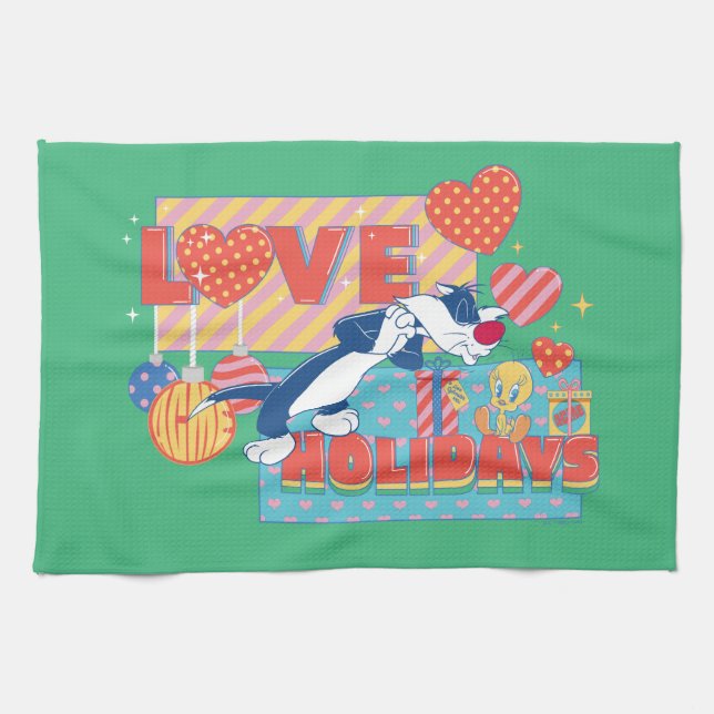 LOONEY TUNES™ | SYLVESTER™ & TWEETY™Love Holidays Tea Towel (Horizontal)