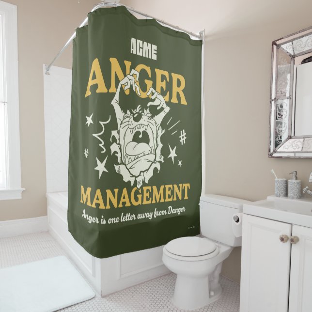 LOONEY TUNES™ |TAZ™ ACME Anger Management Shower Curtain (In Situ)