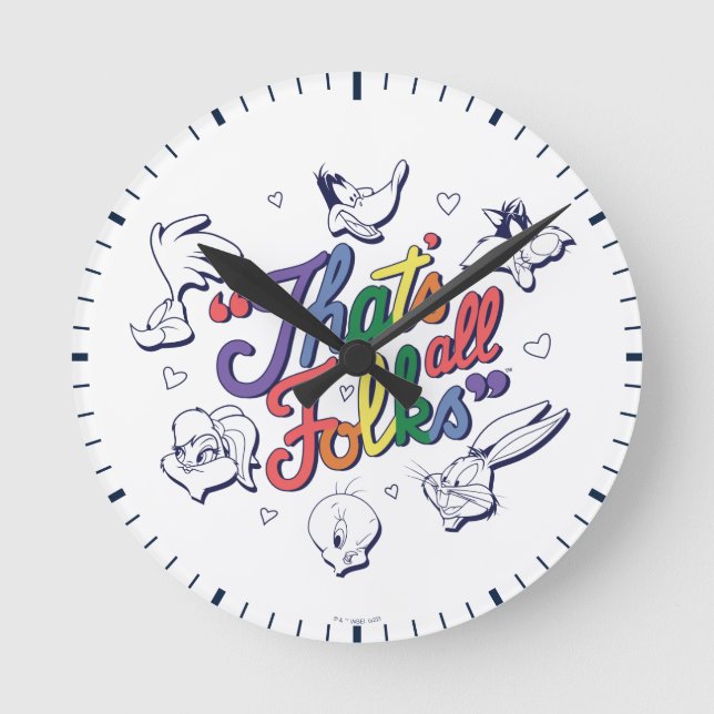 LOONEY TUNES™ - That's All Folks! Pride Badge Round Clock (Front)