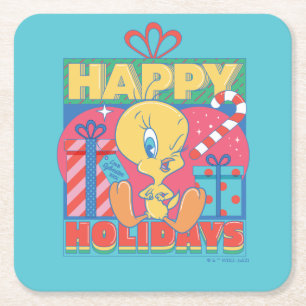 LOONEY TUNES™   TWEETY™ Happy Holidays Square Paper Coaster