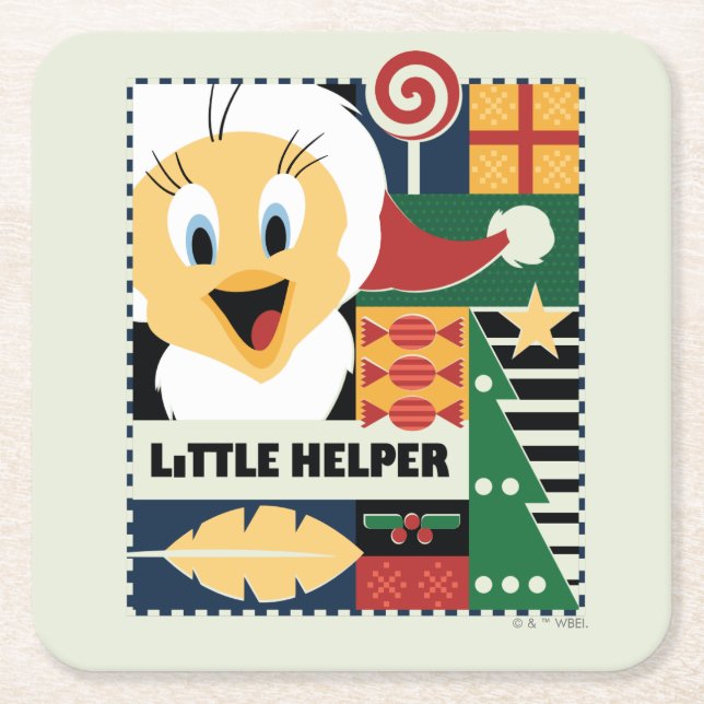 LOONEY TUNES™ TWEETY™ Little Helper Square Paper Coaster (Front)