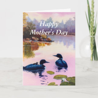 Loons At Twilight Mother's Day Card